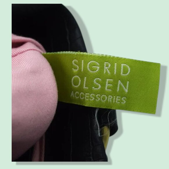 Vintage Sigrid Olsen Leather Reptile Embossed Shoulder Satchel Bag Purse - Picture 7 of 13